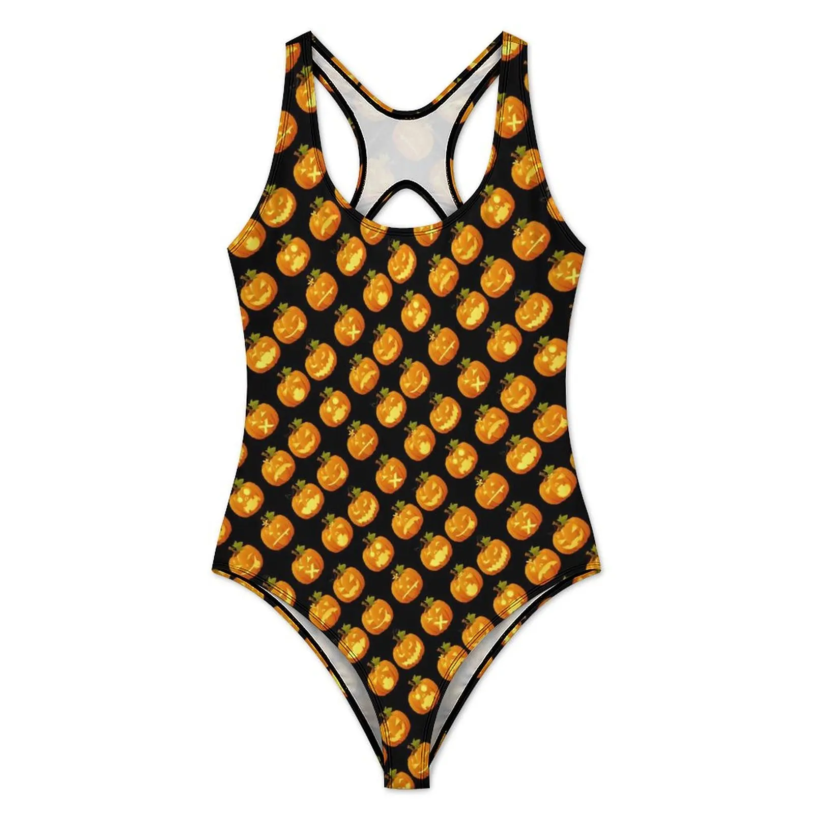 Spooky Pumpkin Swimsuit Happy Halloween One Piece Swimwear Push Up Fashion Bathing Suits Sexy Holiday Swim Graphic Swimsuits