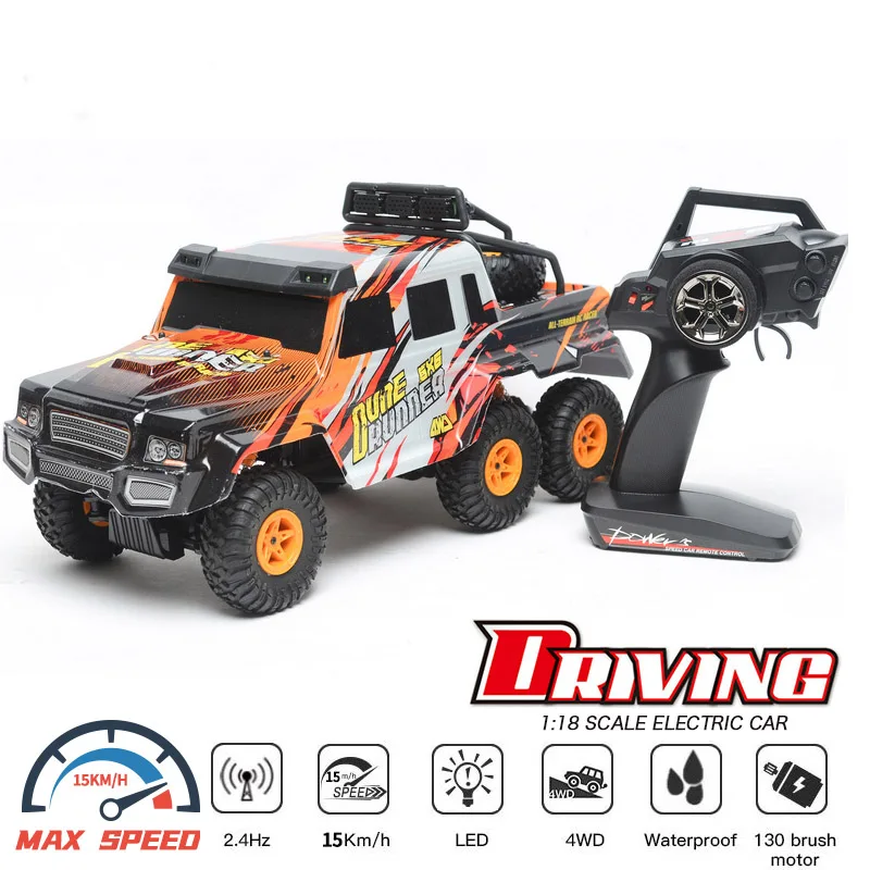 

New 18629 RC Car 1:18 6x4 Climbing Vehicle 2.4G RC Six-Wheel Monster SUV 6WD Toy Car Model