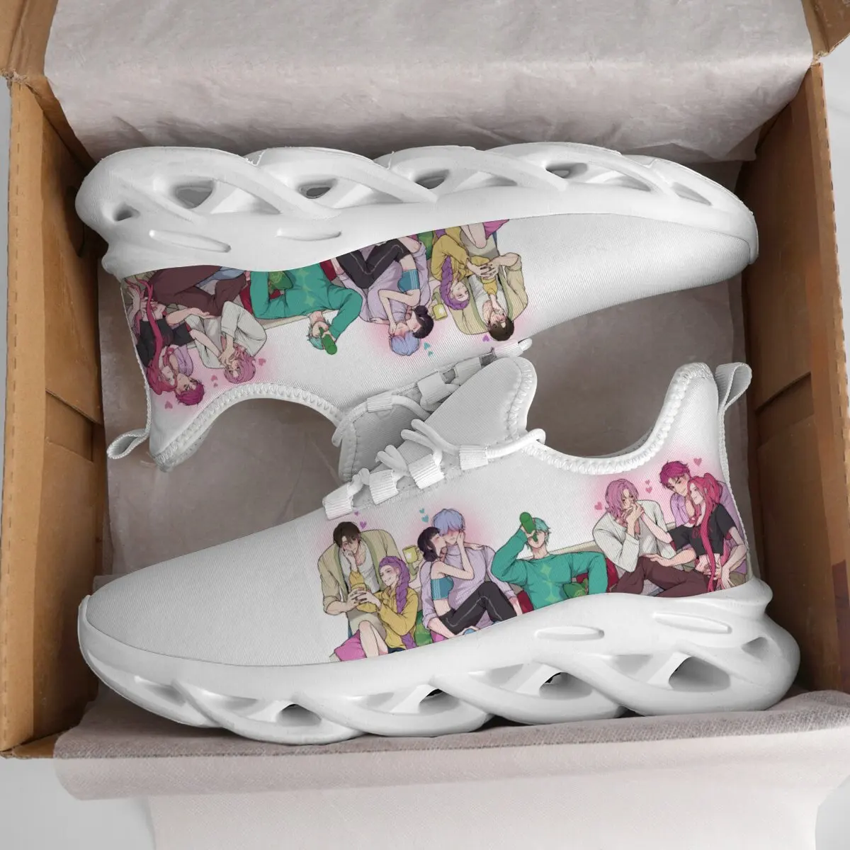 

Parent-child Shoes Children's Anime Character Printed White Casual Sneakers Lace-up Casual Sports Shoes Design Casual Sneakers