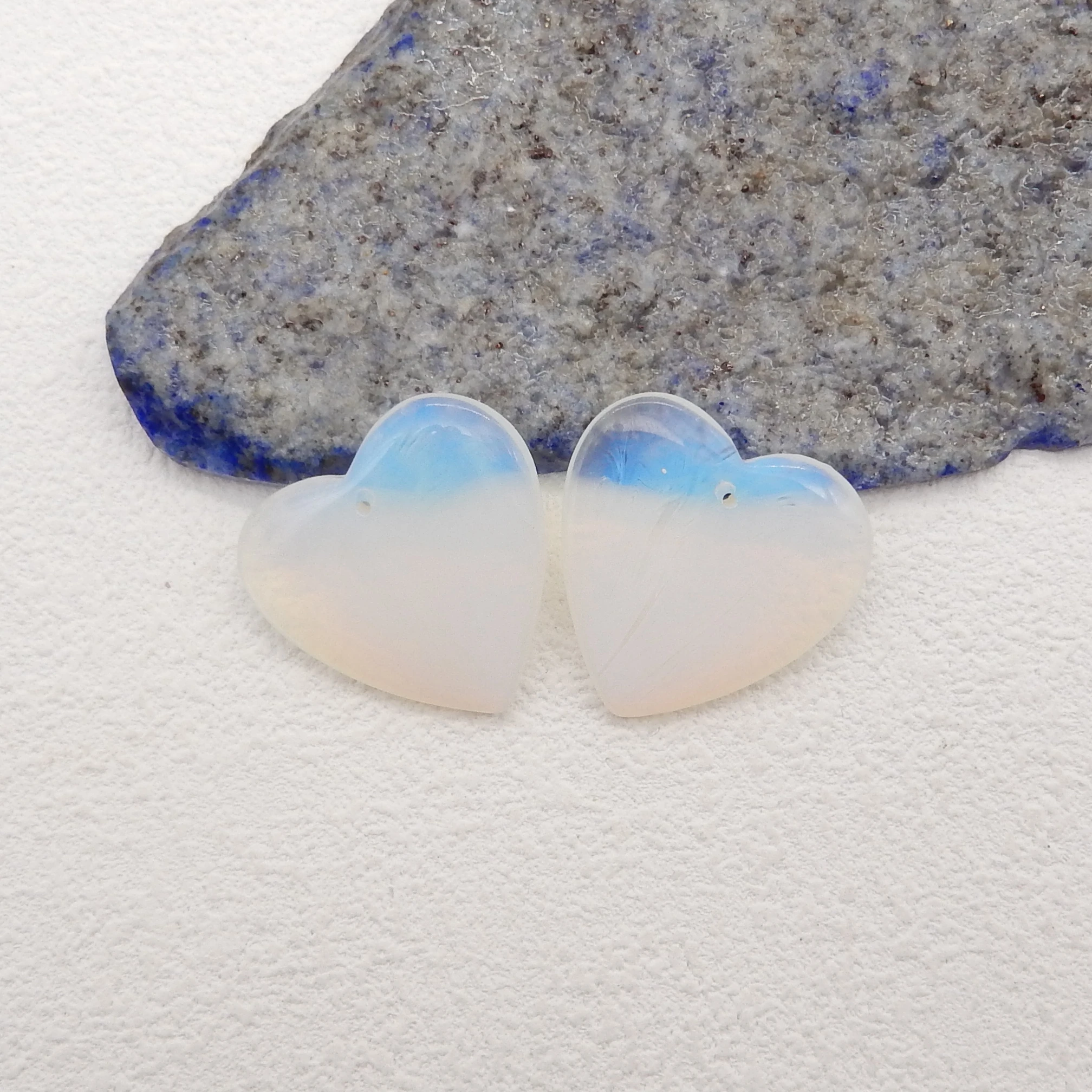 Semiprecious Stones Opalite Heart Shape Earring Bead,Handmade Jewelry Earrings Accessories For Women 24x4mm 7g