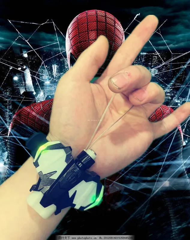 Spinnenweb Shooters Spiderman Spinneweb Launcher String Spider Silk Launcher Launches Spinnenwebben Polsspeelgoed voor cadeau 1PCS (zwart, rood)