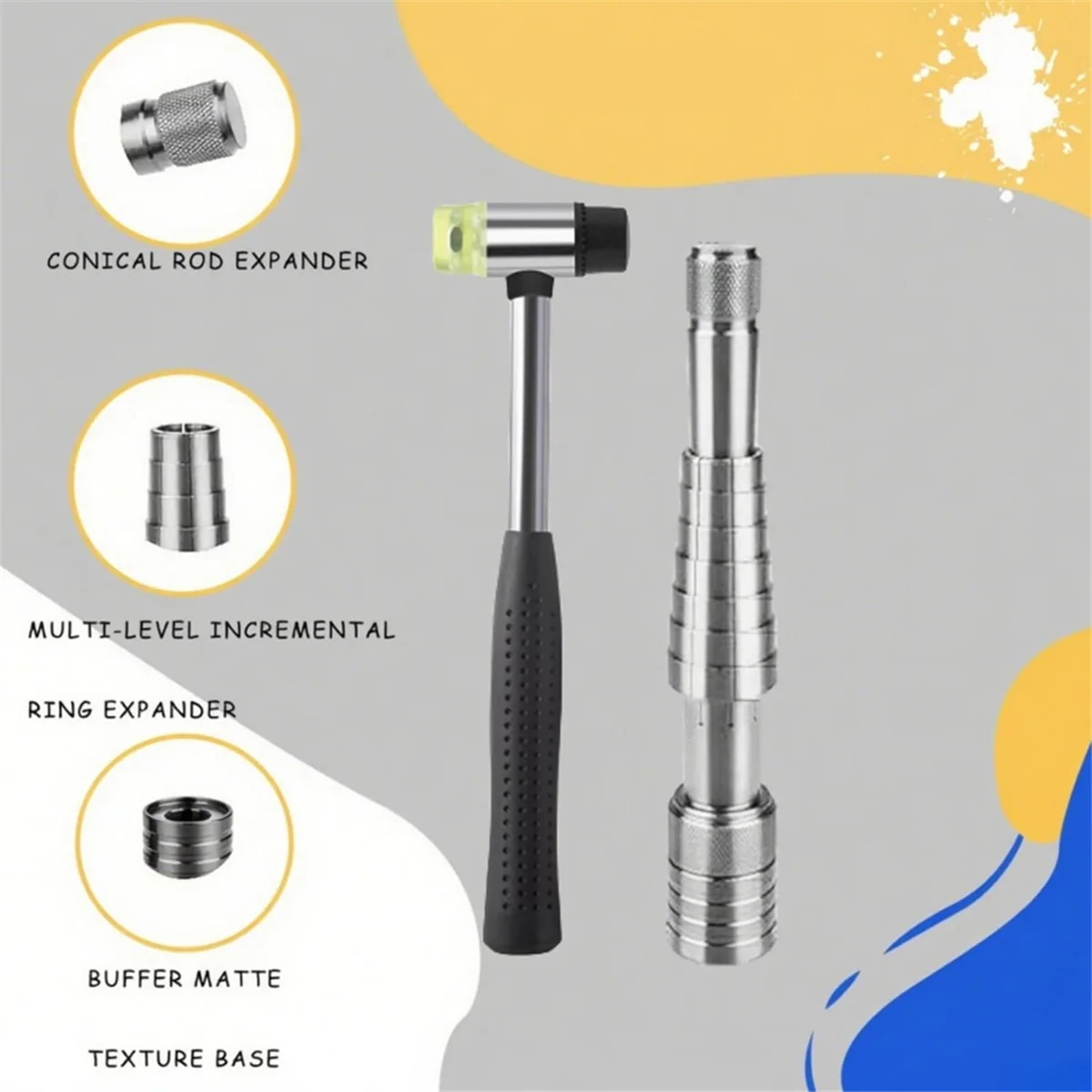 A83Z حلقة نقالة مع مطرقة مجوهرات على الوجهين المطاط والبلاستيك رئيس مطرقة حلقة نقالة أداة إصبع الزفاف الفرقة