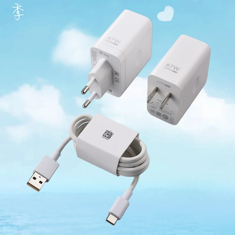 

Зарядное устройство Realme 67 Вт SuperVOOC, ЕС, США, адаптер питания для быстрой зарядки, кабель USB C для Real Me 15, 14 13 12 11 Pro+ Neo7 SE OPPO Find X3