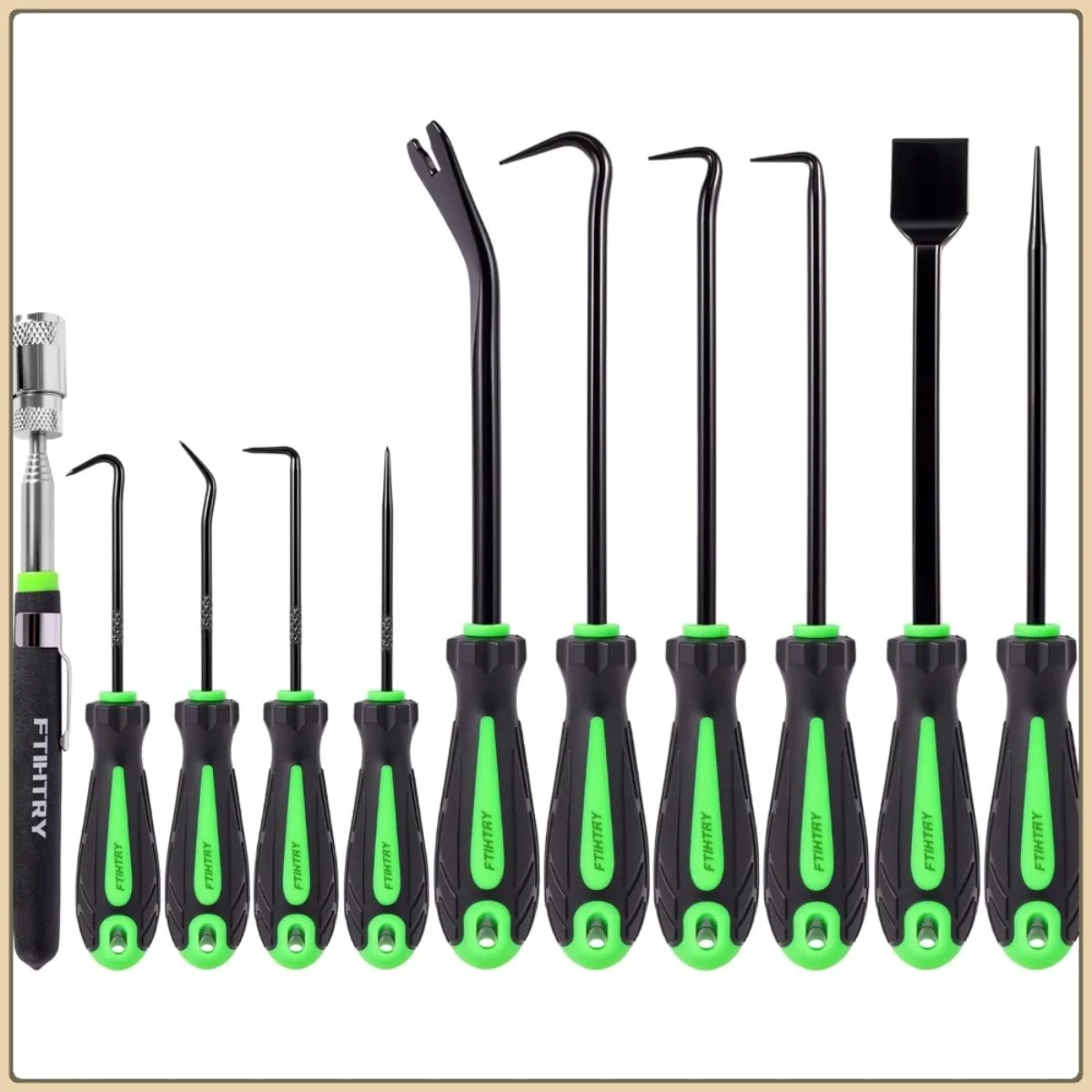 مجموعة أدوات اختيار وخطاف مكونة من 12 قطعة، أداة إزالة حشية دائرية لختم الزيت التلقائي، مجموعة أدوات اختيار طويلة وصغيرة، فضي #1