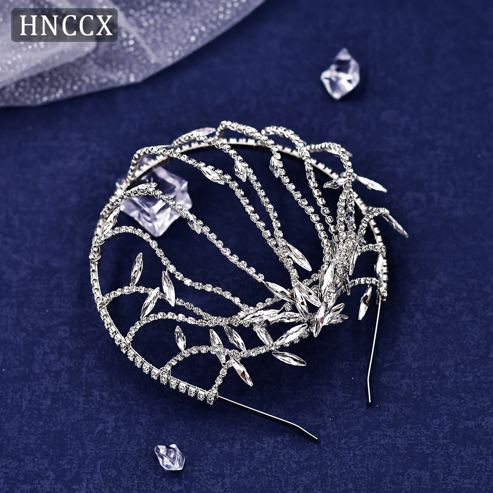 HNCCX Handmade Snake Shape Rhinestone  Headband  Personality Forehead Ornaments Crystal Bridal Silver Color Headband CP483