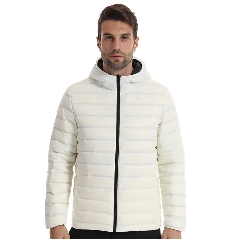 2024 Winter Men Women Reversible Puffer Jacket Warm Light Weight White Duck Down Jackets Hooded Casual Portable Male Coat