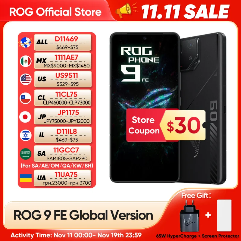 Global Version ASUS ROG 9 FE 5G Smartphone Snapdragon 8 Gen 3 6.78 185Hz FHD Display 5500mAh 65W Charging Android 15 ROG 9 Phone