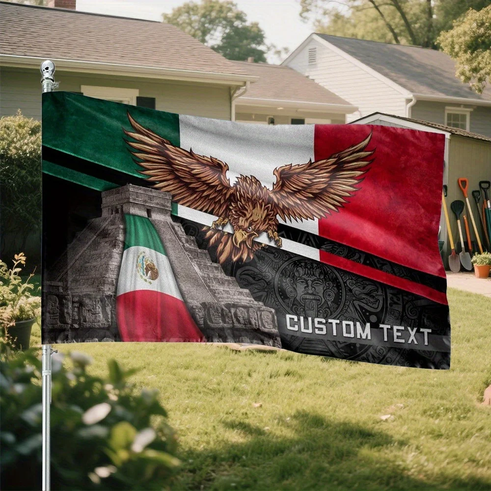 

Customized Mexican Flag, Personalized Aztec Flag, Large Mexico House Flag Polyester material allows you to customize your text
