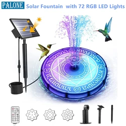 PALONE Solar Water Pump Solar Bird Bath Fountain with RGB 6 Modes LED Lights 3600mAh Battery with Remote Control for Pond