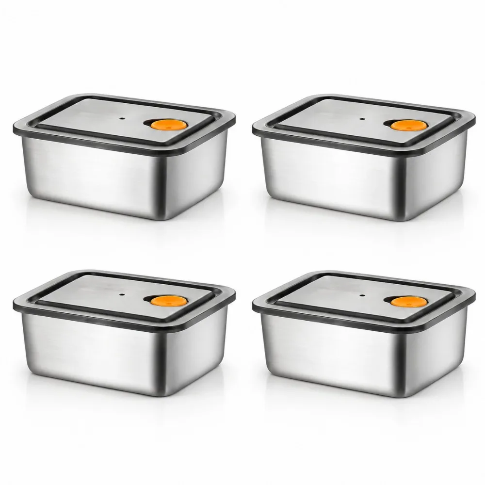 4pcs Stainless Steel Food Storage Containers Leakproof 4pcs Stainless Steel Food Storage Containers Lunch Box Kitchen Supply Set