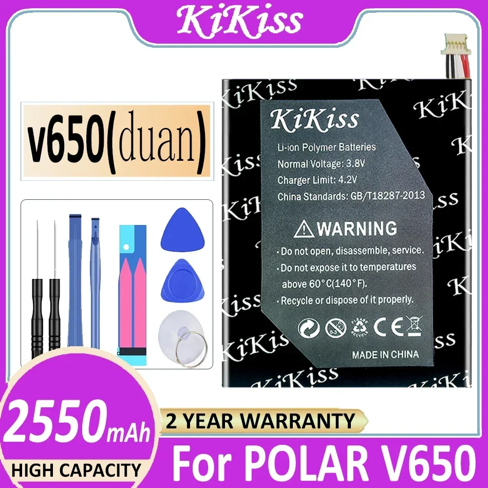 

2550mAh KiKiss Replacement Battery V650 HR EMEA For POLAR V650 Accumulator 3.7V 5-wire Plug Battery + Track Code