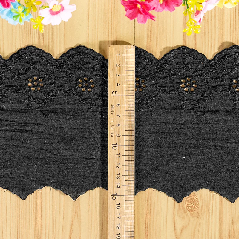 5Yard/Lot hohle Blume Baumwoll tuch bestickte Spitzen besatz 13cm Kleidung Kleid DIY Manschetten Ausschnitt Stoff Zubehör – Detail 9