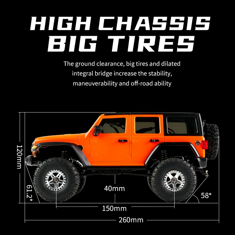 JJRC C8801 1:18 RC Car Full Scale Wrangler Climbing Off Road Car Jeep Model Car Front And Rear Shock Remote Control Toy For Kid