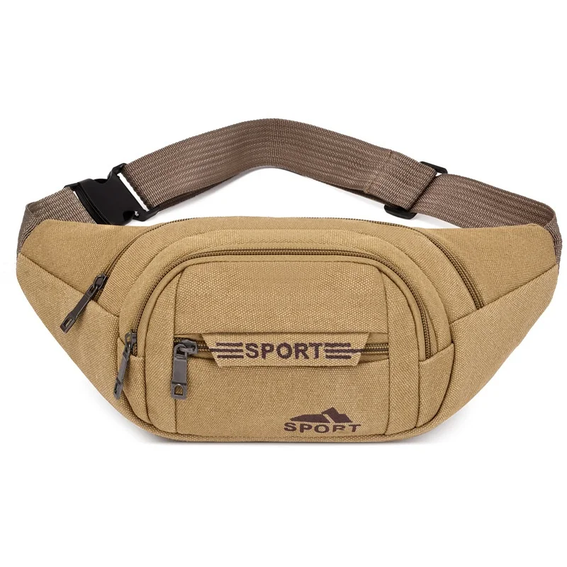 Bolsa de cintura de lona esportiva masculina de grande capacidade Fanny Pack, bolsa masculina para cinto de telefone ao ar livre, bolsa casual crossbody, moda