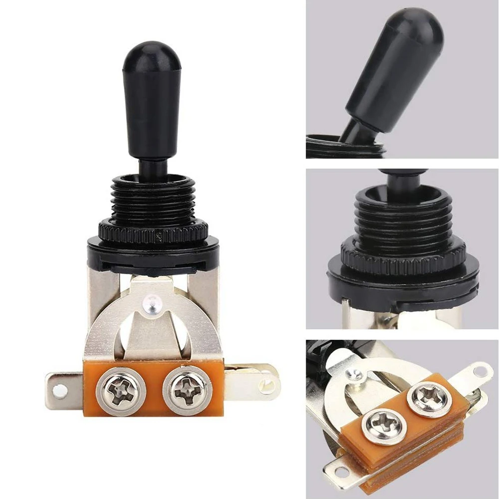 1Pcs Guitar 3 Way Switch, Guitar Pickup Selector Toggle Switch with Black Tip Replacement Part for LP Style Electric Guitar