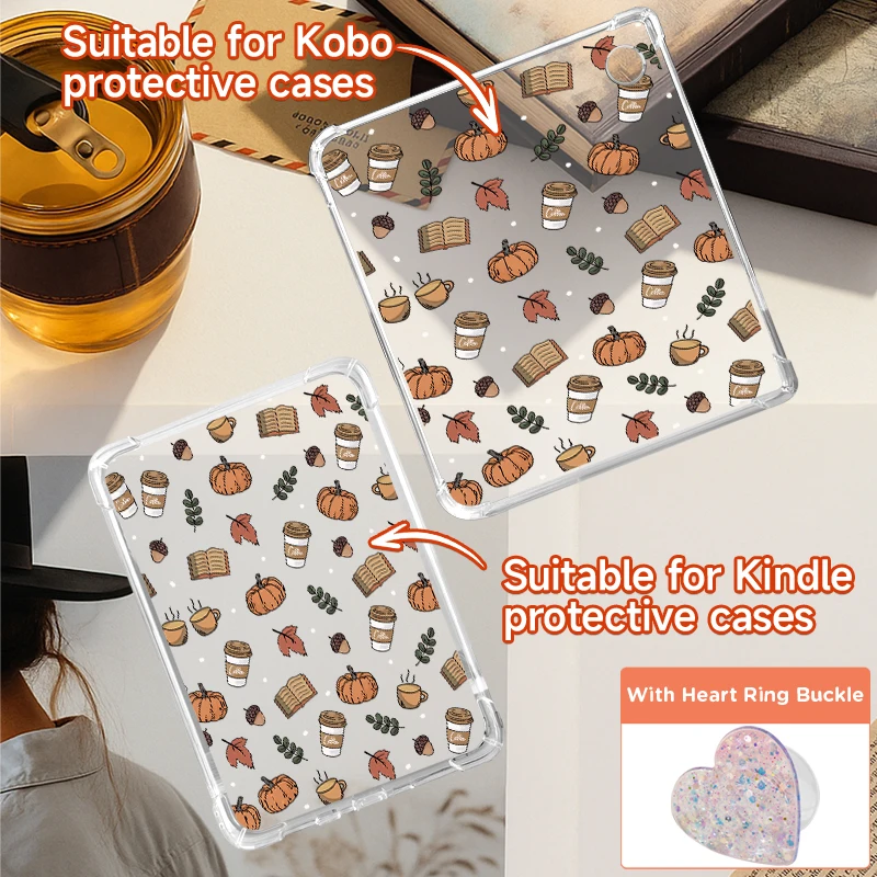 حافظة شفافة من مادة TPU الناعمة مع طباعة، لجهاز Kindle 10/11/12th، Paperwhite 5، Kobo Clara Color/BW، Libra Color(2024)، حافظة القارئ الإلكتروني #4