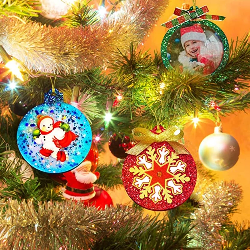 Christmas Tree And Snowflake Round Mold Epoxy Resin Mold Diy Jewelry Making Pendant Craftsmanship Christmas Party Gift