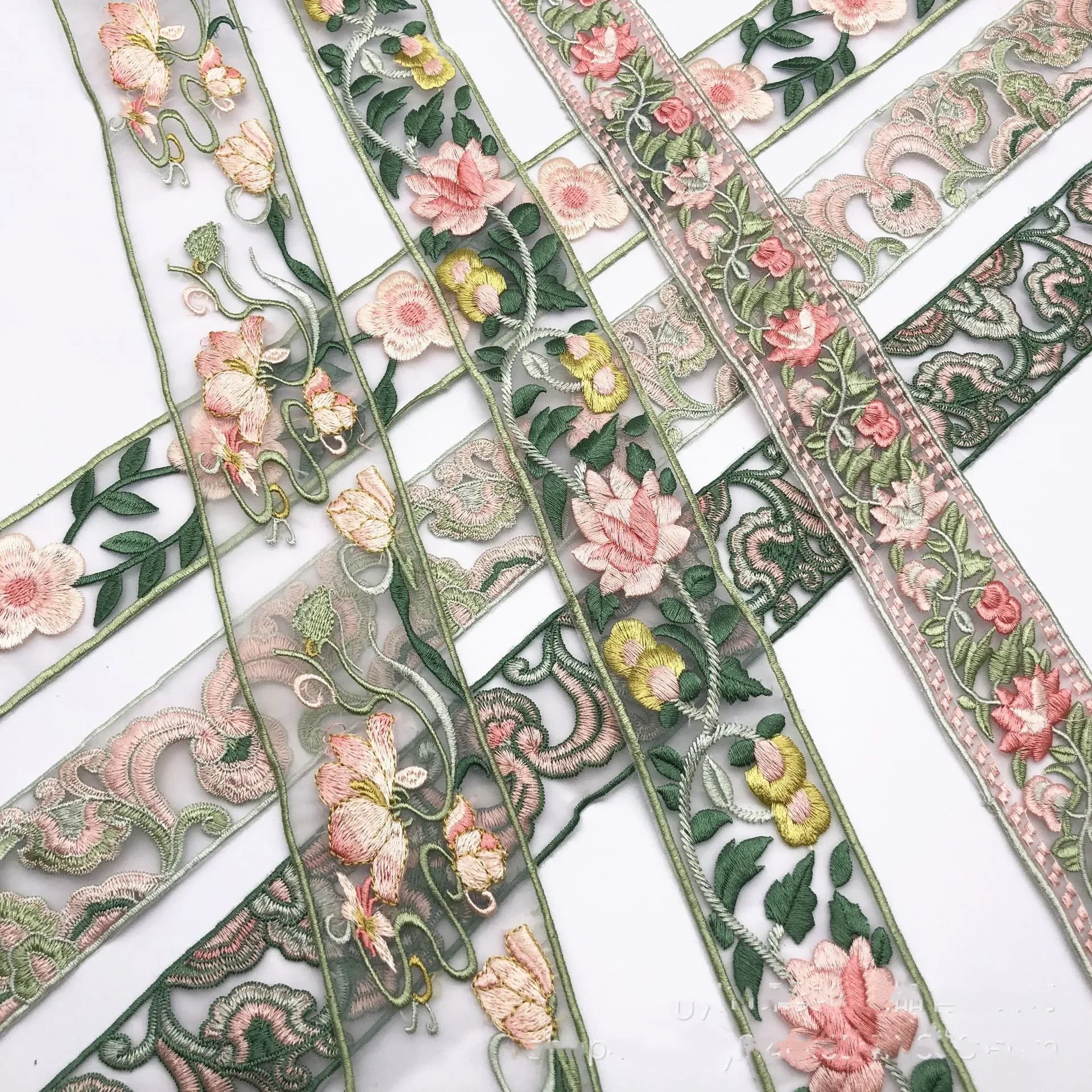 1 Yards Embroidery Ribbons Flower Lace Trims Floral DIY Apparel Swiss Sewing for Shoes Bags Headdress Craft