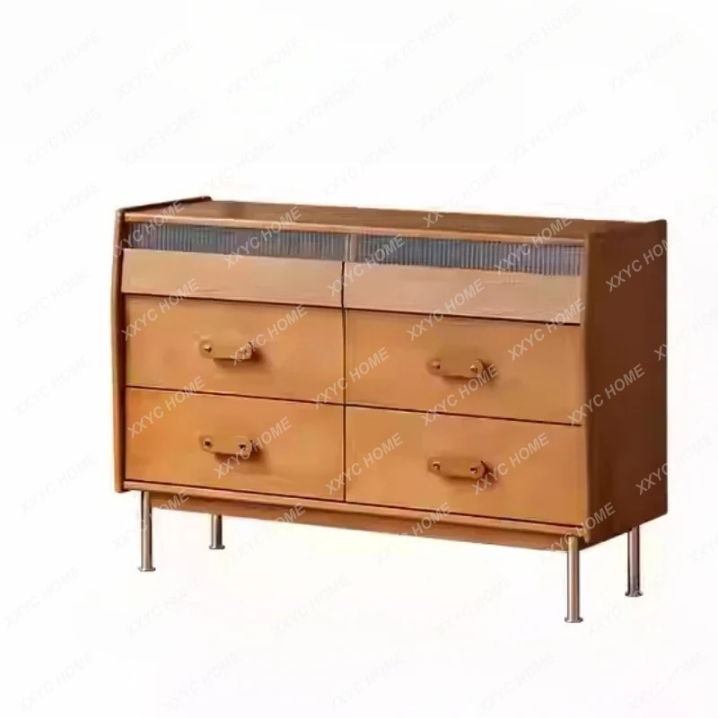 Nuevas llegadas D06 Retro cofre de madera maciza simple sala de estar sofá gabinete lateral dormitorio armario de almacenamiento S03