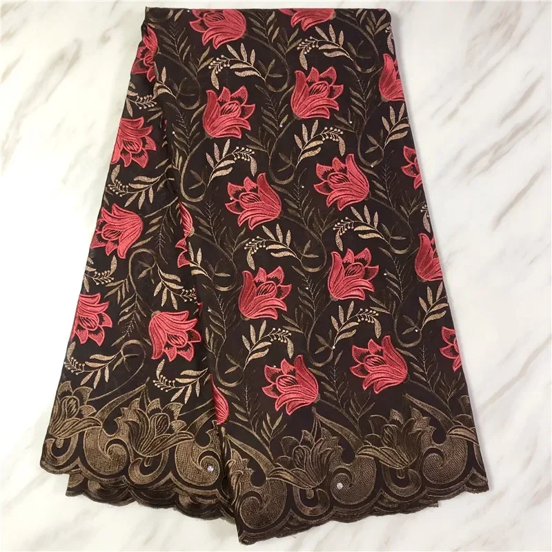 2020 Latest African Cotton Lace Fabric With Stones Swiss Voile Lace In Switzerland For Nigerian Wedding Party Sewing PPL20209C