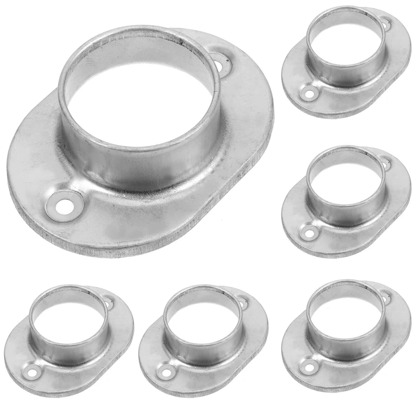 

6 Pcs Round Tube Base Metal Fence Post Flange Deck Bracket Railing Support Handrail Armrest