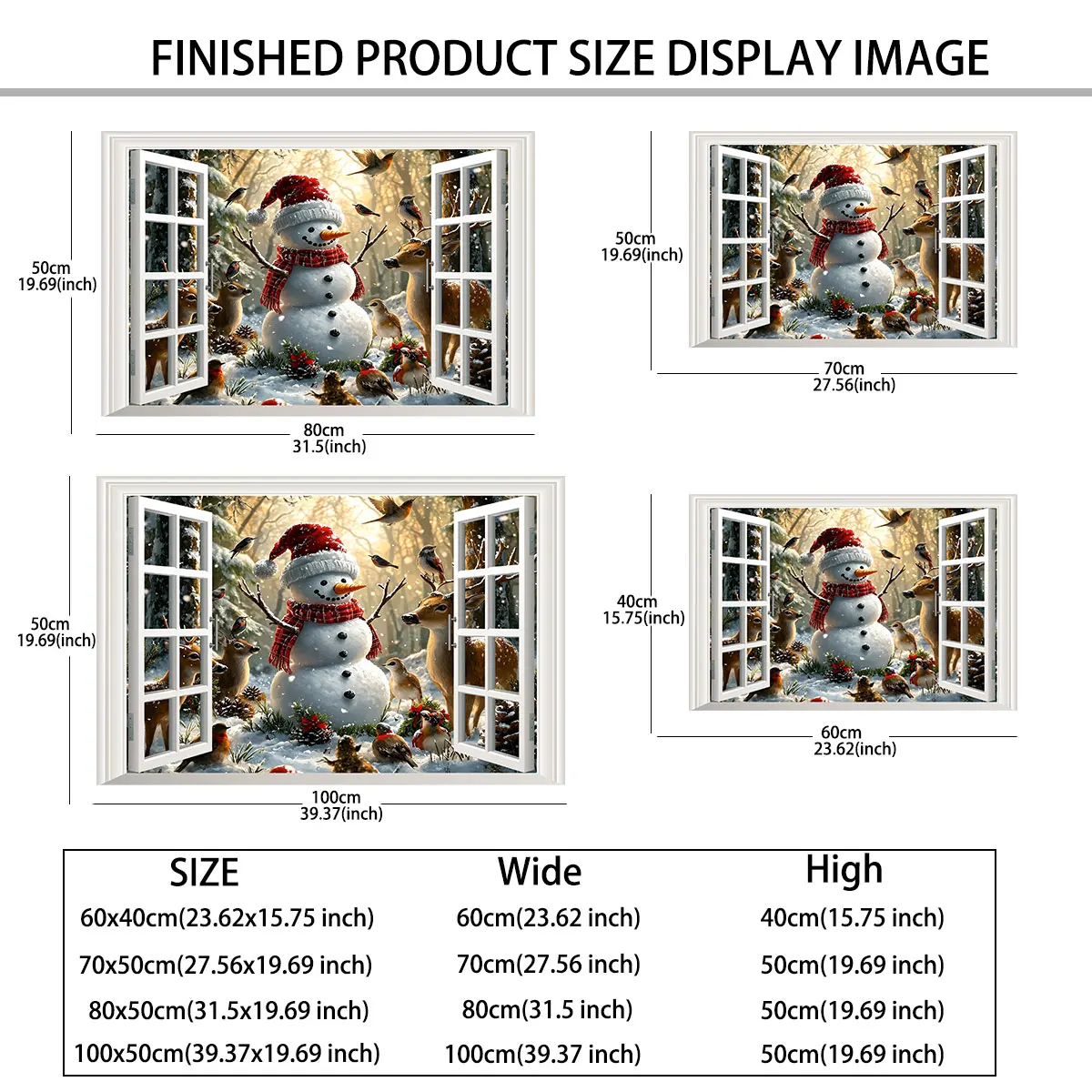 1pc simulated window wall sticker featuring a snowy landscape snowmen suitable Christmas decoration waterproof concealing fla