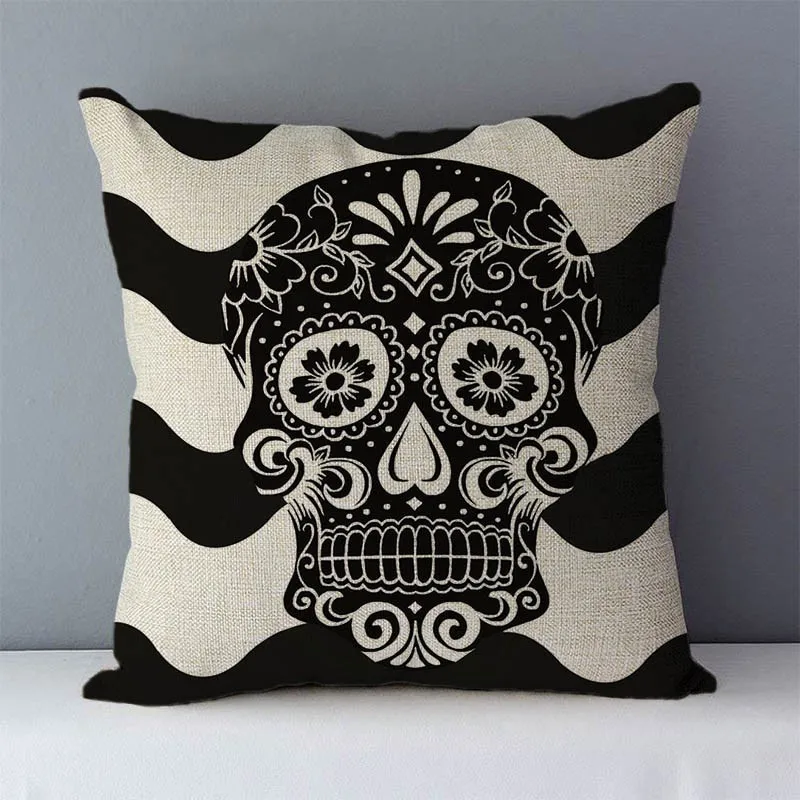 Post-modern style couch cushion cover Skull printed home decorative pillows square size 45x45cm seat back cushions pillowcase