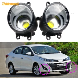 2 X 30W H11 Car Front Bumper LED COB Fog Light Angel Eye Daylight DRL Accessories For Toyota Vios Belta Yaris Sedan 2007-2019