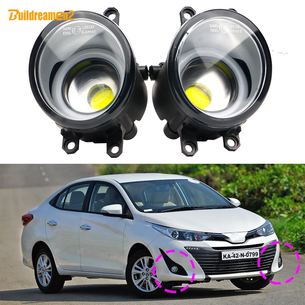 2 X 30W H11 Car Front Bumper LED COB Fog Light Angel Eye Daylight DRL Accessories For Toyota Vios Belta Yaris Sedan 2007-2019