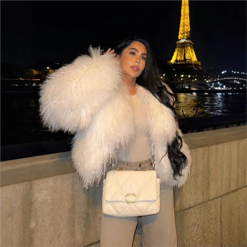 

Women's fur mixed coat green fruit collar artificial top