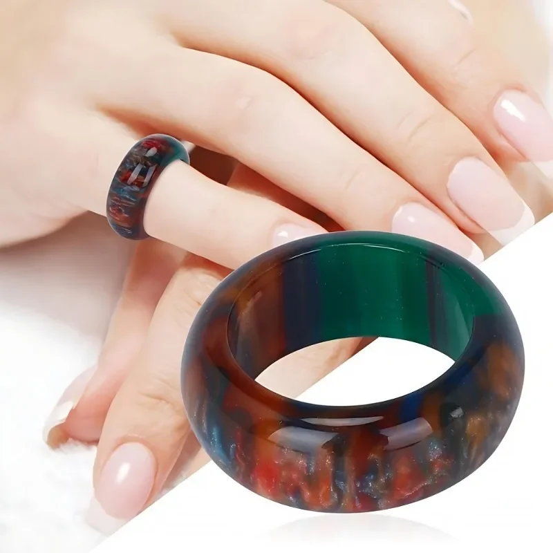 1pc Colorful Acrylic Ring, Retro Ring For Girls, Holiday Party Gift image 6