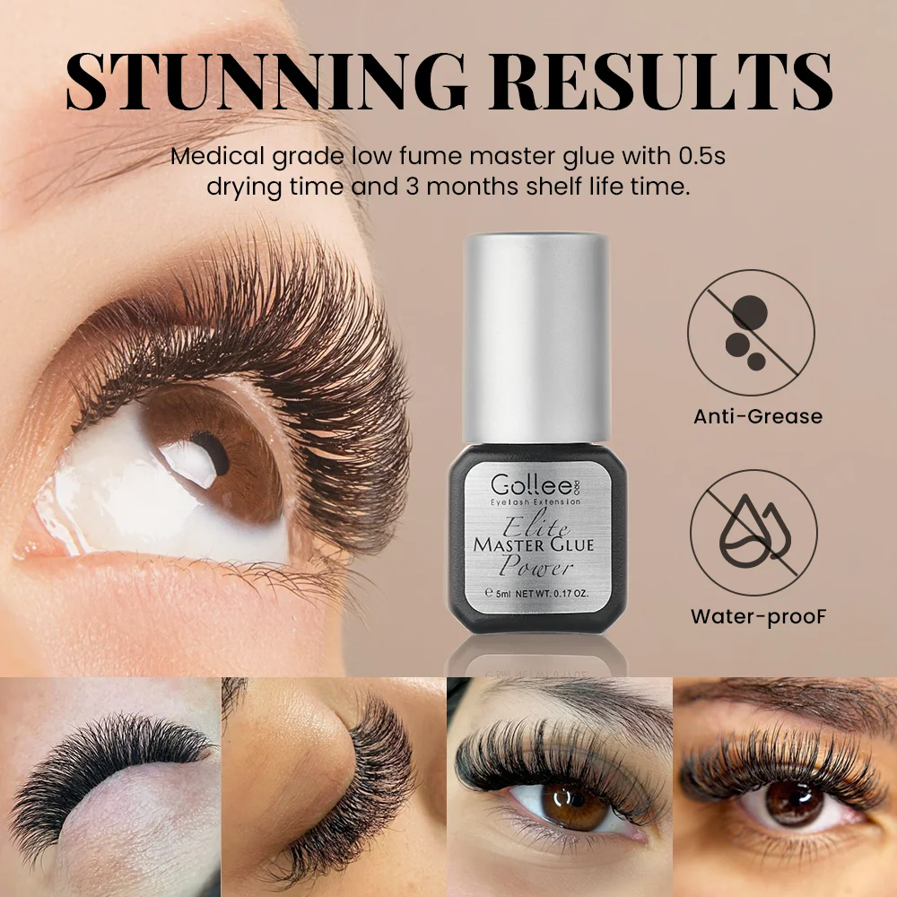 Gollee Lash Adhesive 0.5s Dry Glue Waterproof Lashes Glue Accelerator Long Retention Sensitive Glue Eyelashes Extension Supplies
