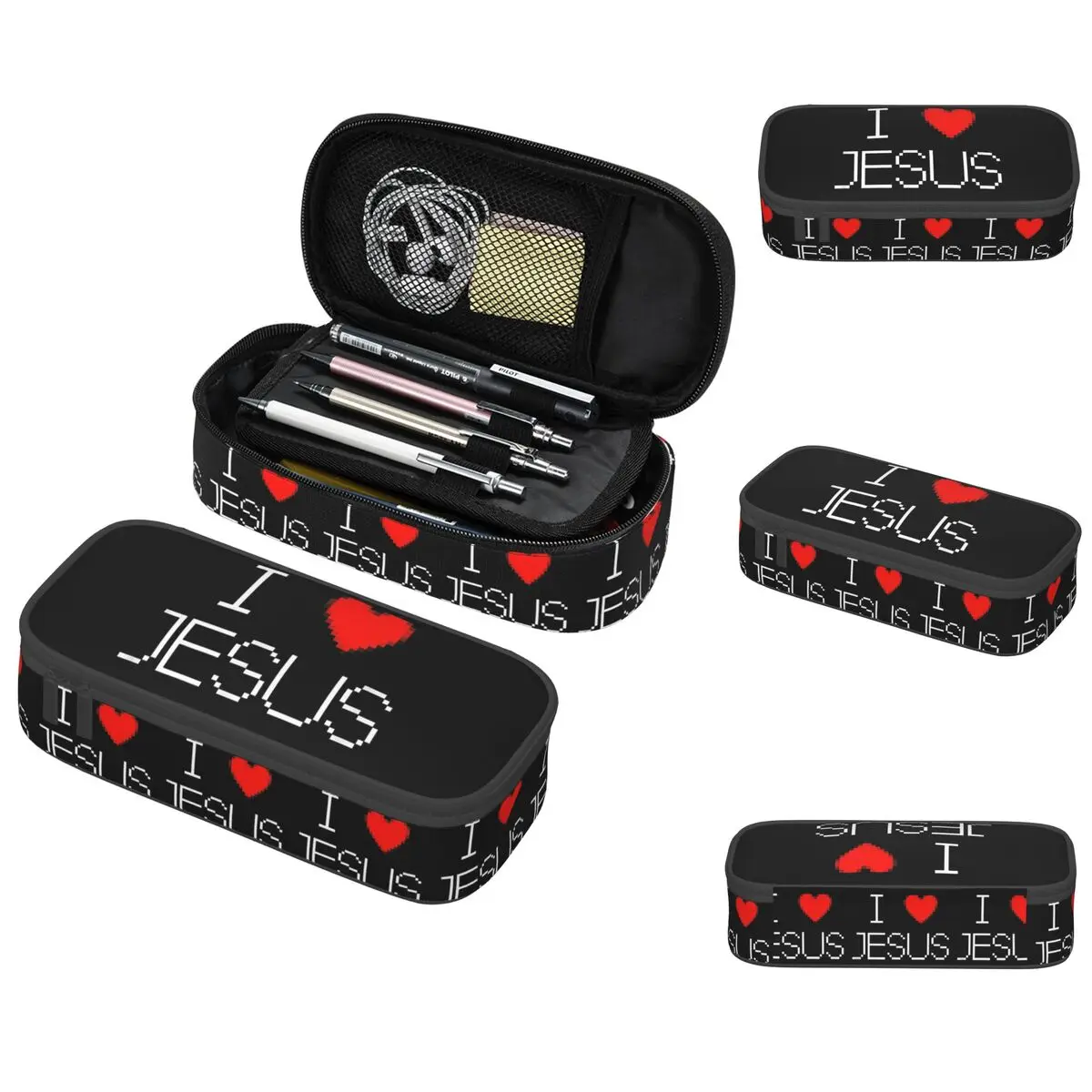 

I Love Jesus God Cross Print Pencil Case for Kids School Pen Box Pencil Bag Stationery Supplies Pen Holder Bag