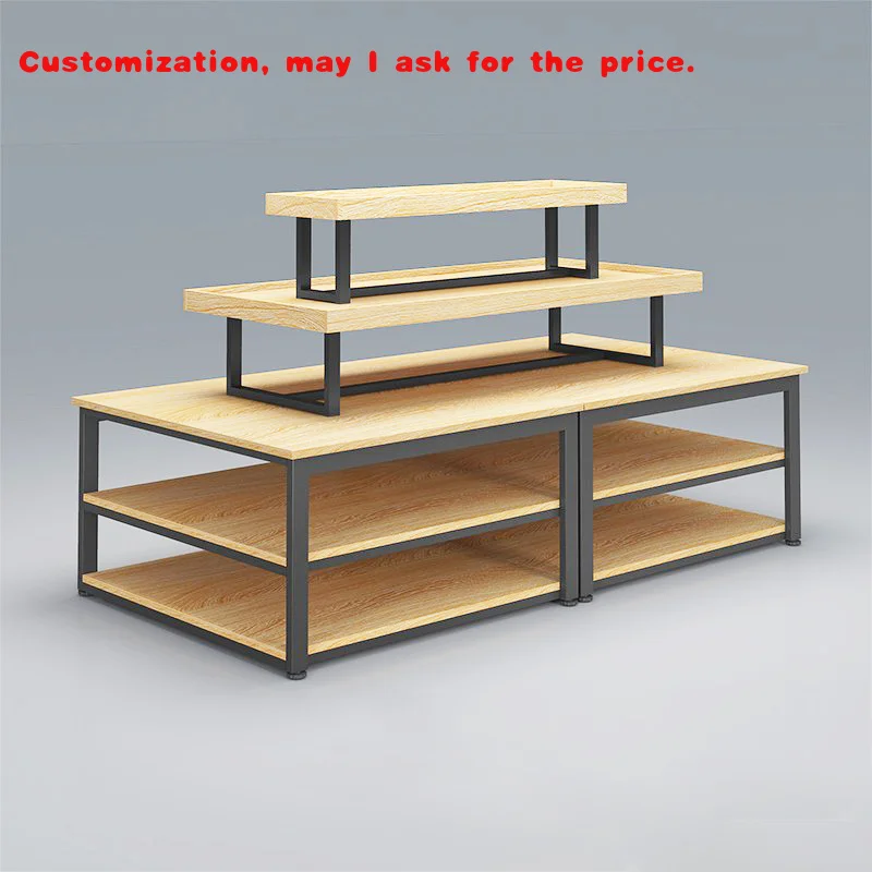 custom.Modern Supermarket Wooden Retail Shelving Display Shop Shelves Cosmetic Grocery Convenience Store Rack Shelves Re