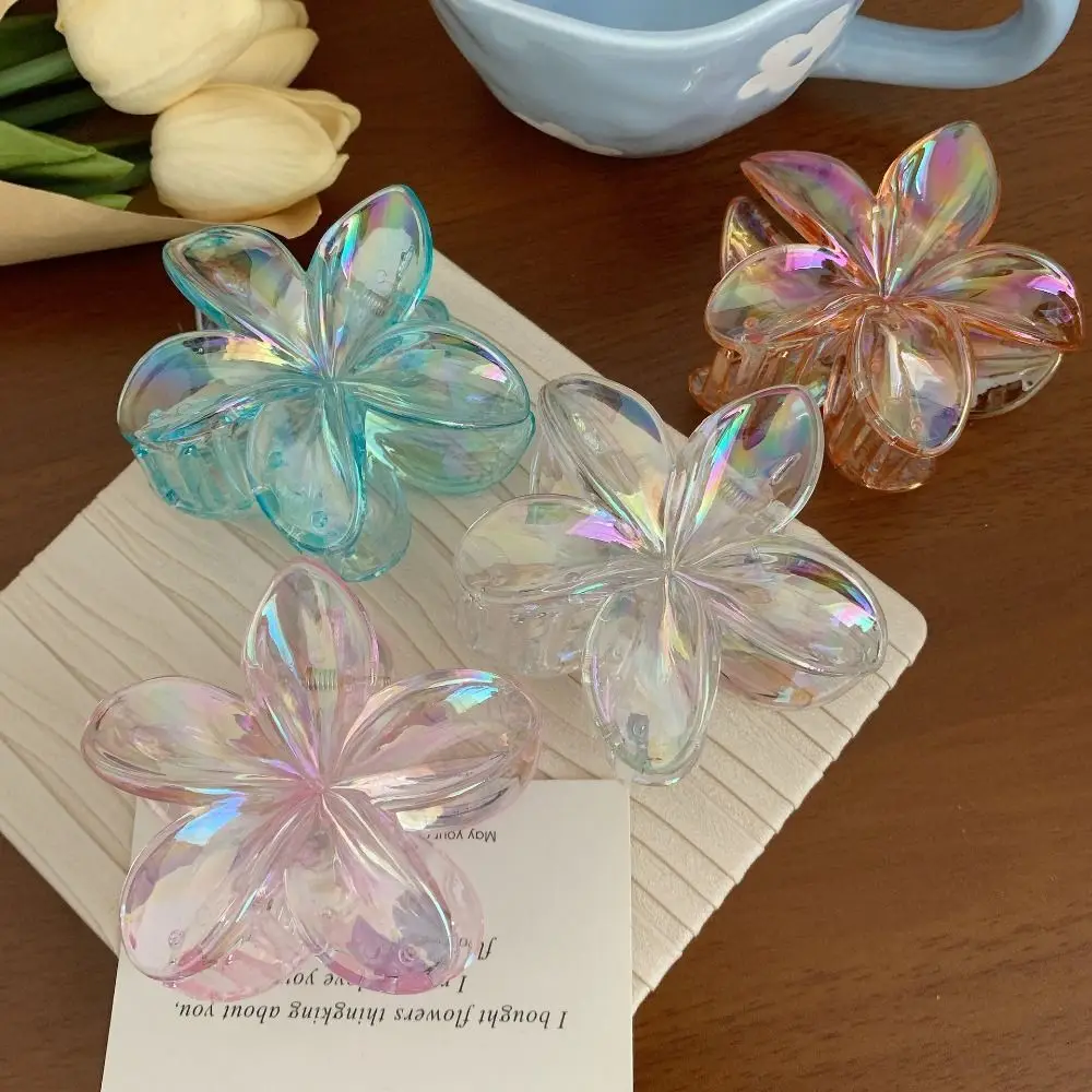 Sweet Hairpin Flower Hair Clip Plastic Blingbling Transparent Hair Clip Beach Headwear Geometry Large Hair Claw Female