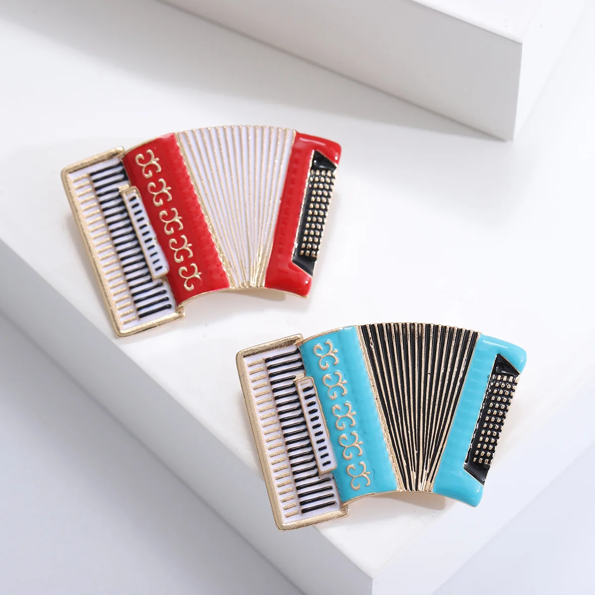 Enamel Accordion Music Brooch Pins Women Men Student Party Daily Clothing Suit Bag Jewelry Musical Instrument Accessories Gift