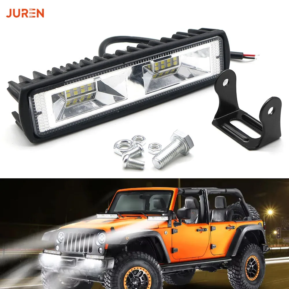 1pcs Car Work Light 16SMD Motorcycle 4x4 Off-road Truck Flood light Headlights LED Worklight Bar White 6000k ATV UTV SSV