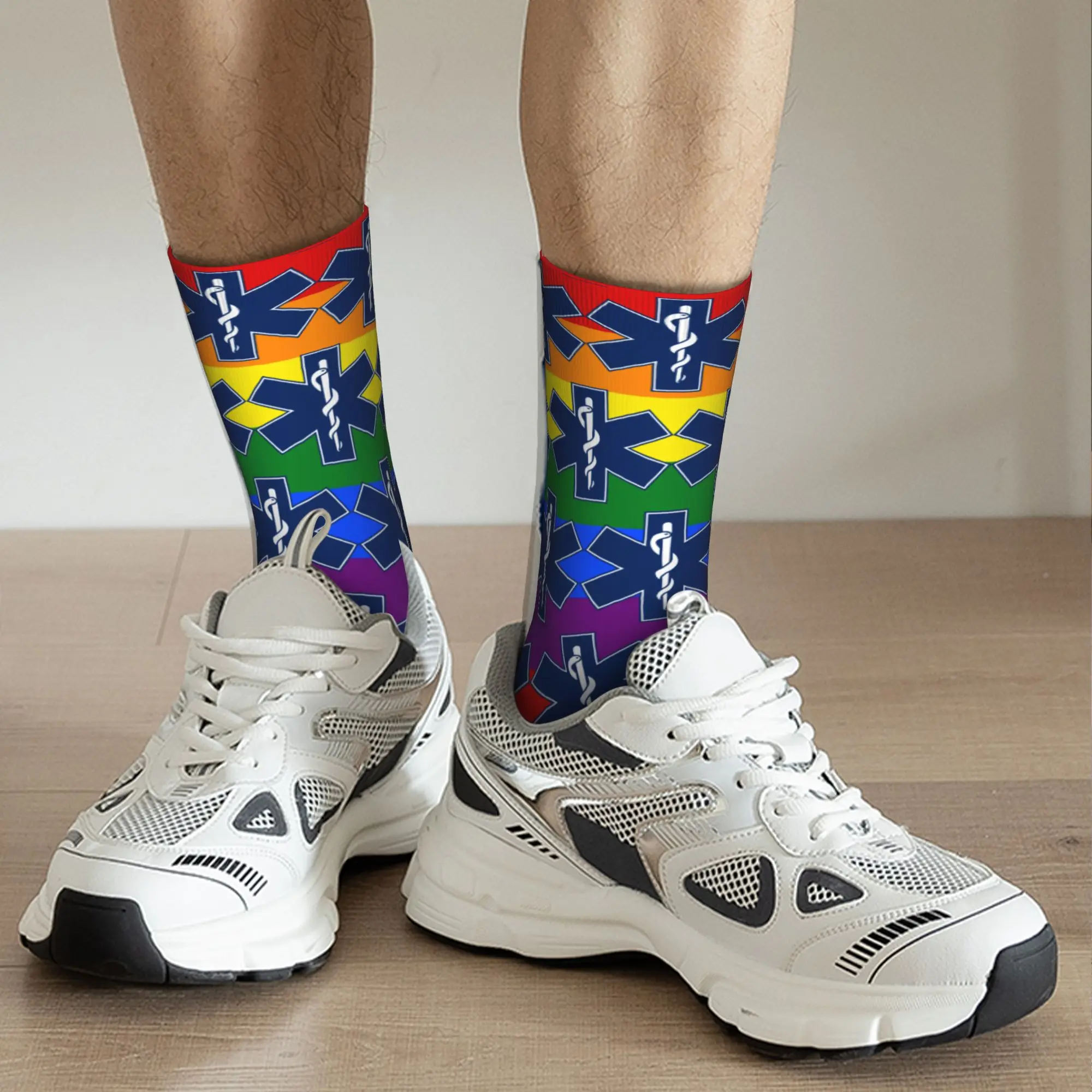 Personnalisé Gay Pride LGBT étoile de la vie arc-en-ciel drapeau robe chaussettes pour hommes femmes chaud drôle nouveauté LGBTQ lesbienne équipage chaussettes