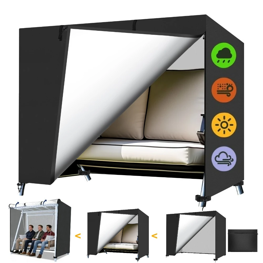 

Чехол для садовых качелей на 3 места, водонепроницаемый, с молнией, защита от УФ-излучения, из ткани Оксфорд 210D, для уличных качелей и стульев для патио