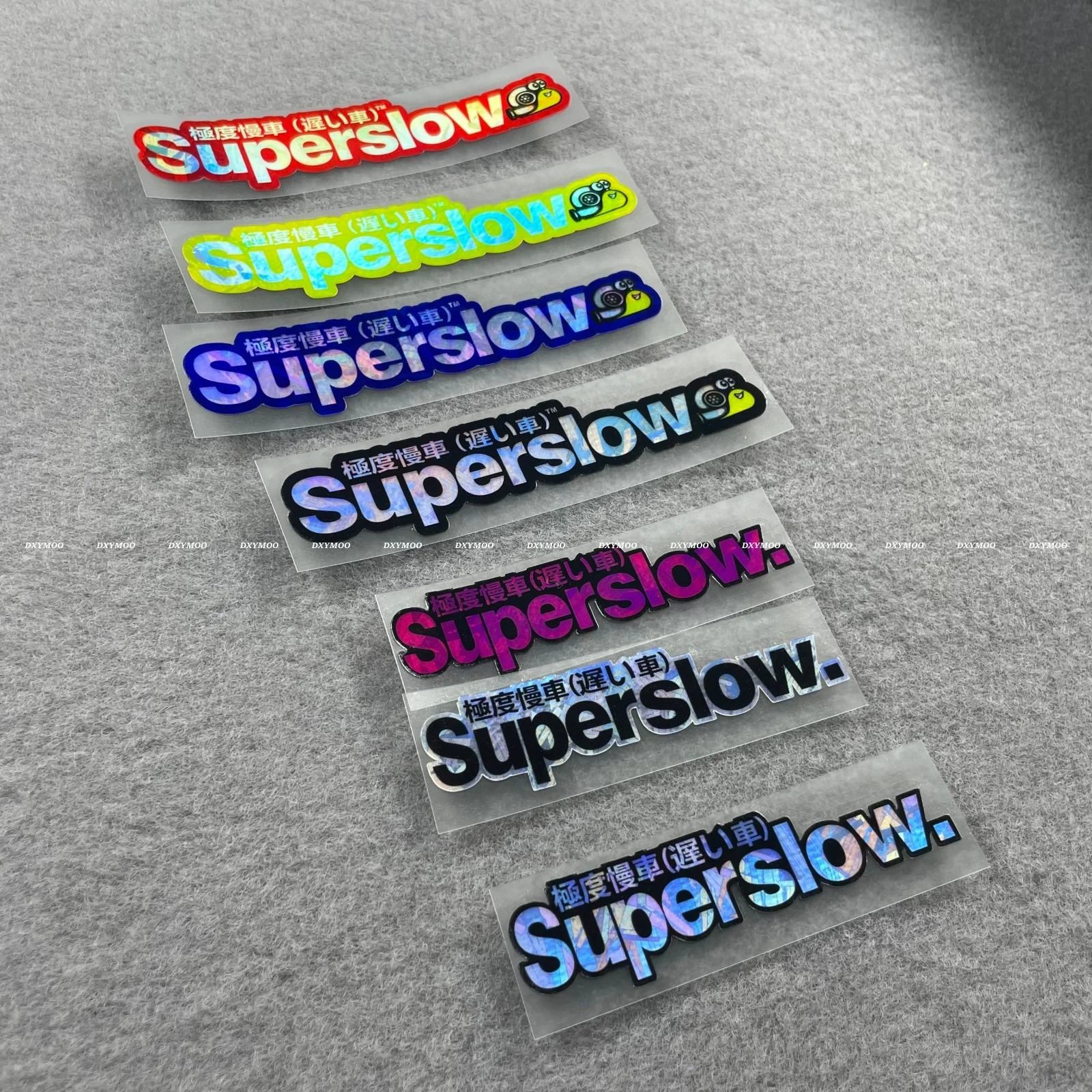 1pc Forged Holographic Superslow Snail Japanese Vinyl Sticker for Motorcycle Helmet Car Window Decor