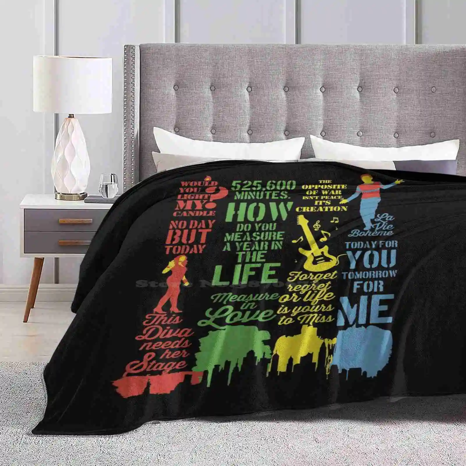 Theatre Lover Gift Super Warm Soft Blankets Throw On Sofa/Bed/Travel Rent Musical No Day But Today Forget Regret Or Life Is