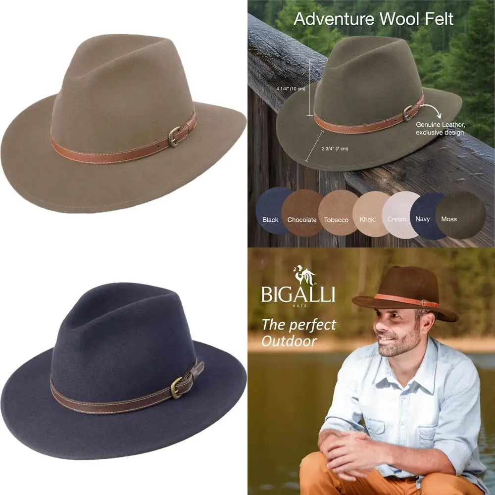 

Ковбойская шляпа-федора — измельчиваемый шерстяной фетр с центральным вмятинком из натуральной кожи для мужчин и женщин | Стиль приключений на открытом воздухе