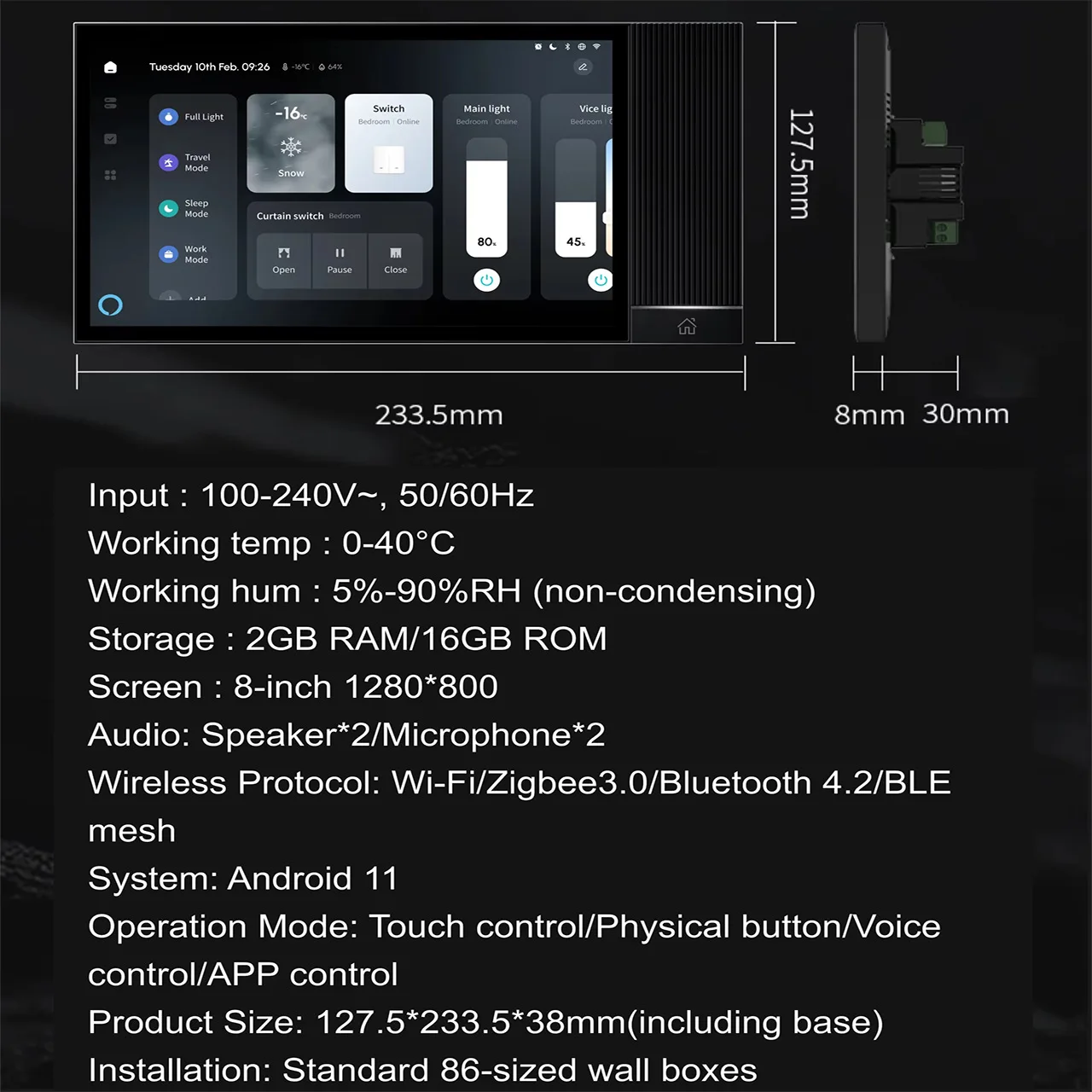 Alexa Doodle Zigbee Gateway Multifunctionele achtergrondmuziek Centrale bediening Scherm Home Spraakbesturing Speler