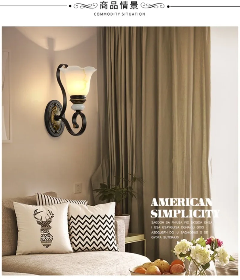 โคมไฟติดผนังแบบสโคน/โคมไฟติดผนังบันได สำหรับตกแต่งบ้าน สไตล์วินเทจ ใช้ติดผนังหลังเตียง โฮมสเตย์ หรือหน้าต่าง สีดำ