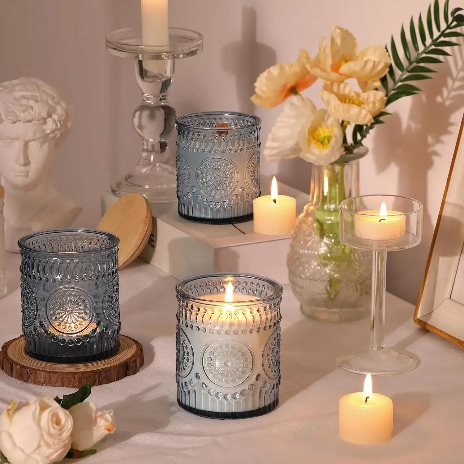 12 Stück Kerzenhalter aus Glas, Votivkerzengläser, leerer Behälter für DIY-Kerzenherstellung, Basteln, Urlaubsdekoration, Geschenk für Freunde, Familie