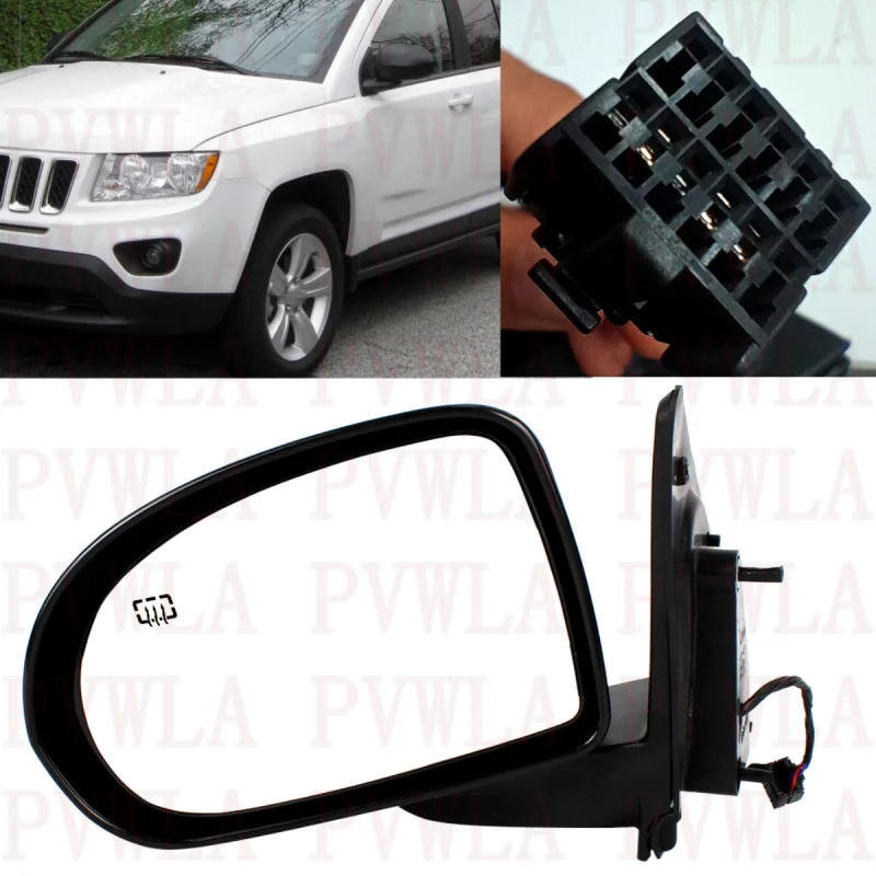 

Left Side 5 Pins Satin Black Heated Power Adjust Mirror For Jeep Compass 2007 2008 2009 2010 2011 2012 2013 2014 2015 2016