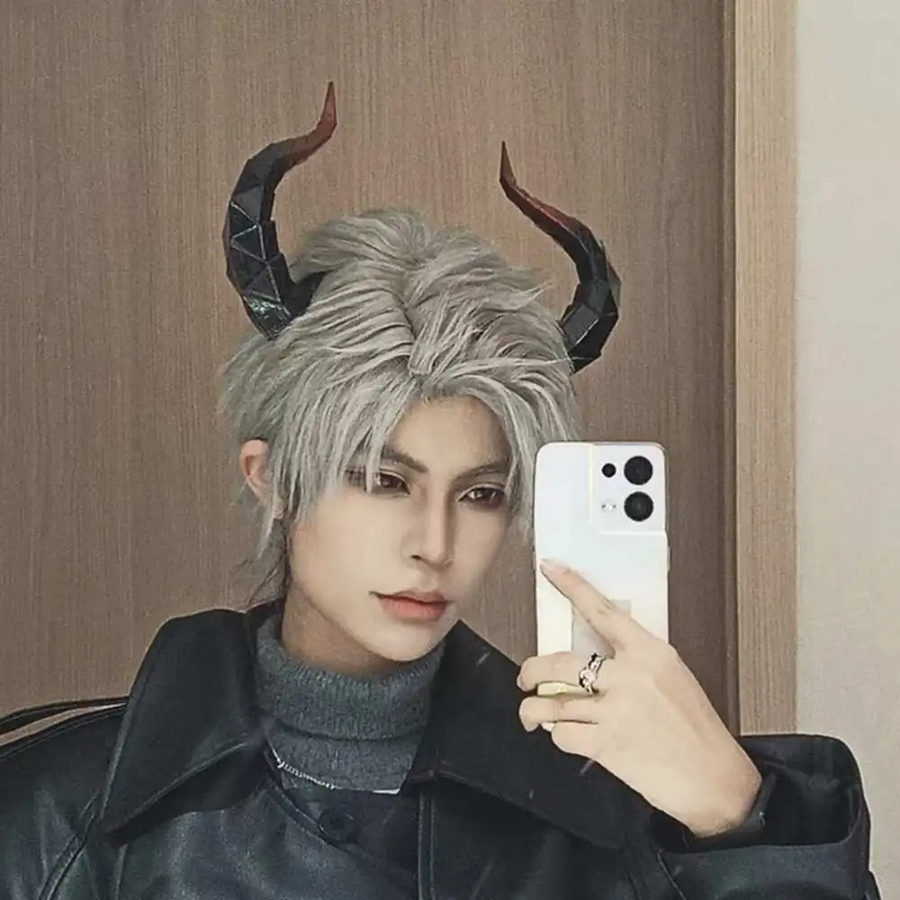 1 Pair 18CM Anime 3D Printed Dark-themed Lolita Horn Hairpin Aegir Demon Horn Party Cosplay Decoration Props Women