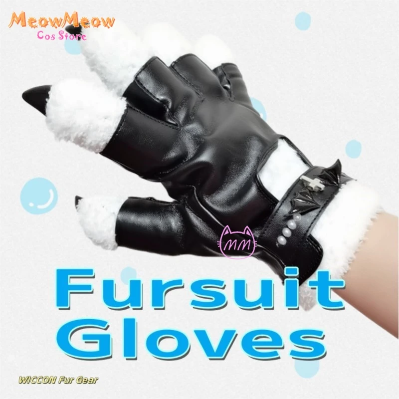 

Wolf Dog Foxes Kigurumi Paw Claw Gloves Costume Accessories Cosplays Animal Furry Plush Full Finger Halloween Fursuit for Adults