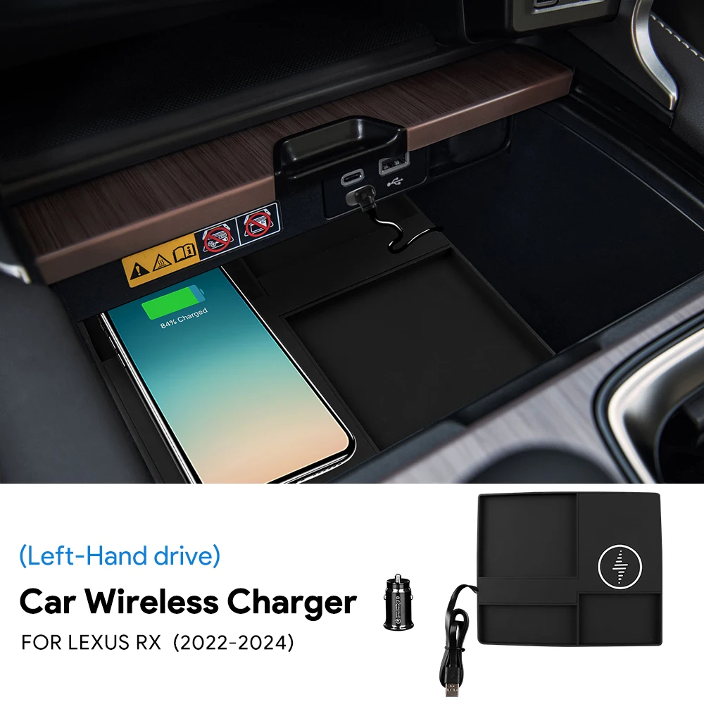 for Lexus RX 350H 350 450H 500H 2022-2024 15W Car Wireless Charger Mobile Phone Fast Charging Holder LHD PVC Board Accessories