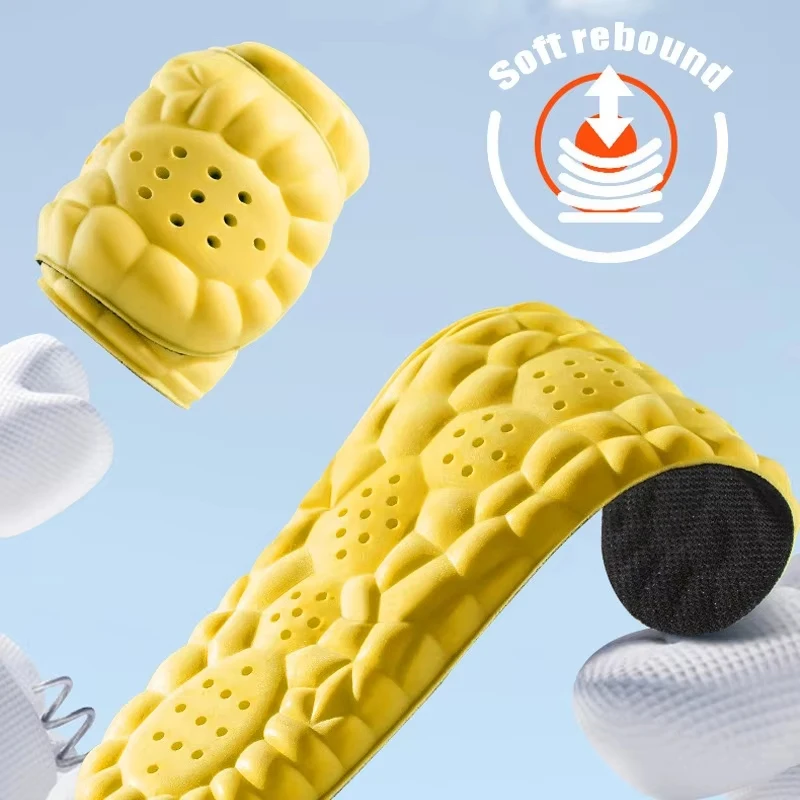 

PU Sports Insoles 4D Cloud Design Soft High Elastic Breathable Shock Absorbing Deodorant Pads Running Long Standing Foot Care